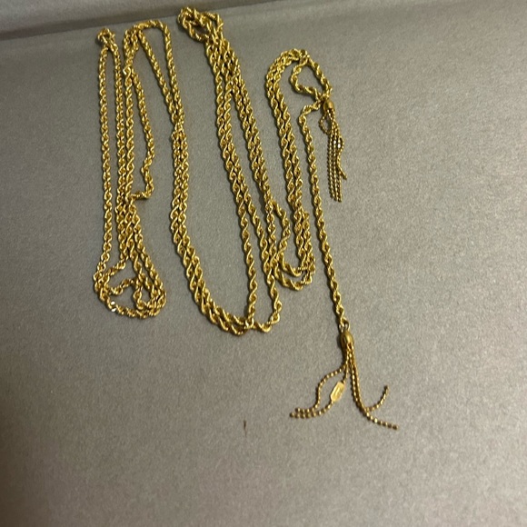 MILOR ITALY 14K YELLOW GOLD ROPE TASSEL tie extra long chain NECKLACE not scrap - Picture 3 of 16